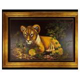 Cutrona- Realistic Lion Cub Oil Painting