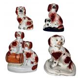 Antique Staffordshire Spaniel Dog Figurines
