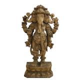 Hand-Carved Hindu Ganesha Elephant God Sculpture