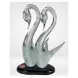 Large Murano Art Glass Hand Blown Swans Figurine