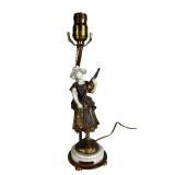 1930s French Bronze & Parian Figural Table Lamp