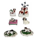 Antique19th C. Staffordshire Spaniel Figurines