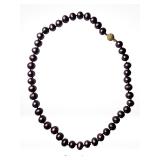 Dark Purple Freshwater Pearl Necklace 14K Gold Cla