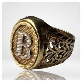 Massive 14K Gold Men's Signet Ring Openwork Design