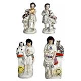 Antique Staffordshire Figures- Children w/ Animals