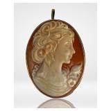 14K Gold Shell Cameo Brooch / Pendant