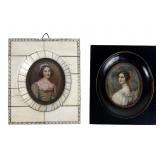 Antique Hand-Painted Portrait Miniatures of Ladies
