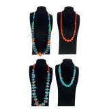Southwestern Turquoise & Coral Beaded Necklaces