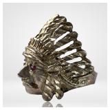 Sterling Silver Native American Chief Head  Ring
