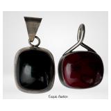 Sterling Silver Pendants - Black Onyx & Red Jasper