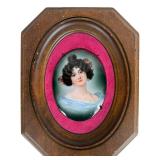 Antique Hand-Painted Porcelain Portrait Plaque