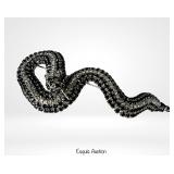 XL  Vintage Snake Brooch Black & Clear Rhinestone