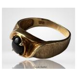 10K Gold Black Onyx Cabochon Ring