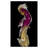 Murano Art Glass Lilac Gold Fleck Cockatoo Figuri