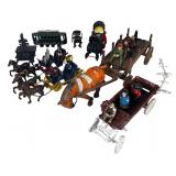 Vintage Cast Iron Toy Lot Horse Drawn Wagonss