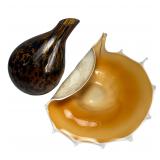 Jozefina Krosno Art Glass Seashell Bowl & Sasaki