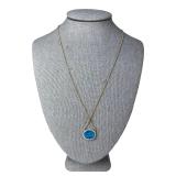 14k Gold Opal and Diamond Halo Pendant Necklace