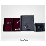 Sterling Silver Blue Heart Jewelry Set