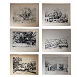 Carl Von Hassler Portfolio of 6 Signed Etchings