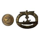 WWII German Kriegsmarine U-Boat War Badge & Naval