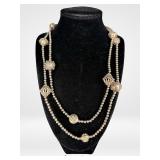 Sterling Silver Beaded Filligree Station Necklace