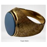 14k Gold Blue Sardonyx Signet Ring