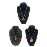 Sterling Silver Necklaces w Carnelian Jasper Onyx