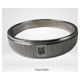 14k White Gold Diamond Men's Band Ring