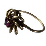 10k Gold Vermeil Ruby Ring Floral Knot Design