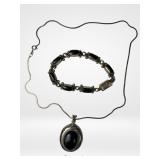 Sterling Silver Black Onyx Jewelry- Necklace & Bra