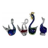 Lot of Murano Hand Blown Art Glass Bird Figurines