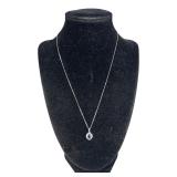 14k Gold Sapphire & Diamond Halo Pendant Necklace