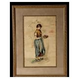 Nellie Bigane Antique 1889 Watercolor Painting