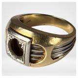 Massive Men's 14K Yellow & White Gold Ring