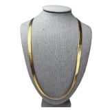 Massive 14k Gold Wide Herringbone Chain Necklace