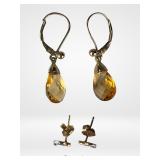 14k & 10k Gold Earrings- Citrine Dangles & Heart