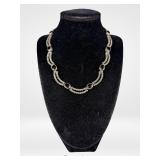 Sterling Silver Garnet & Marcasite Necklace