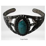 Navajo Sterling Silver Turquoise Cuff Bracelet