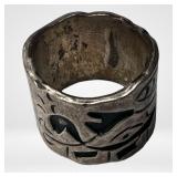 Vintage Taxco Sterling Silver Wide Band Ring