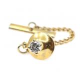 14K GOLD 0.36 CT ROUND DIAMOND SOLITAIRE TIE PIN