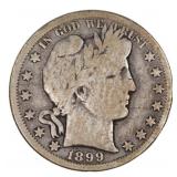 1899-S US SILVER 50C BARBER HALF DOLLAR COIN