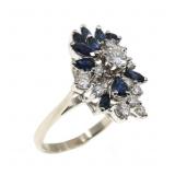 14K WHITE GOLD 1.3 CTW DIAMOND & SAPPHIRE COCKTAIL