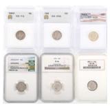 US SILVER 10C MERCURY & ROOSEVELT COINS NGC & ICG