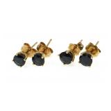 14K YELLOW GOLD BLUE SAPPHIRE SOLITAIRE EARRINGS