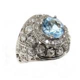 14K WHITE GOLD TOPAZ & 4.18 CTW DIAMOND COCKTAIL R