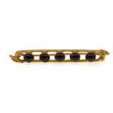 14K YELLOW GOLD CABOCHON GARNET BROOCH