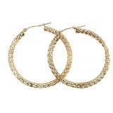 14K YELLOW GOLD WOVEN-DESIGN HOOP EARRINGS