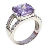 STERLING TOURMALINE & CUBIC ZIRCONIA FASHION RING