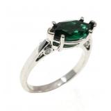 14K WHITE GOLD GREEN TOPAZ & DIAMOND FASHION RING
