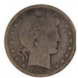 1892-S US SILVER 50C BARBER COIN KEY DATE